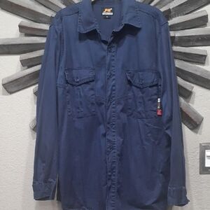 Men's Navy Blue Certified FR Long Sleeve Work Shirt